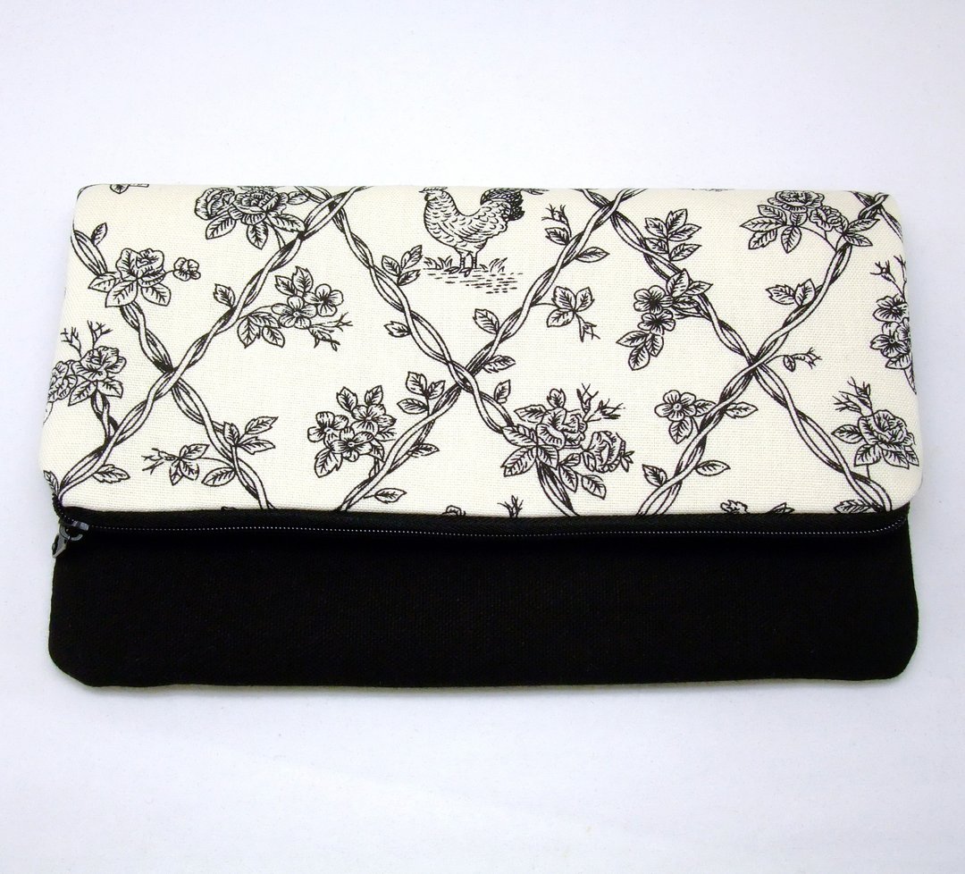 Silverbreeze (Ref. FZ13) Foldover zipper clutch手拿包/晚宴包/钱包/手机包/化妆包 (现货供应中) - 手拿包 - 棉．麻 白色