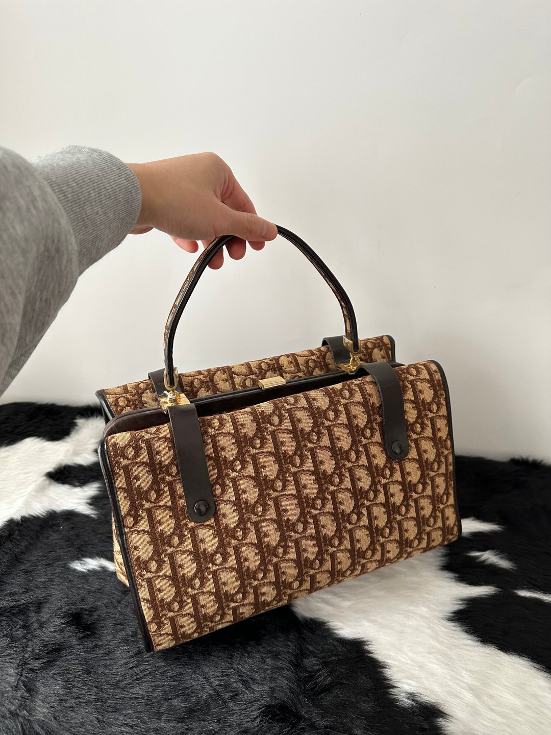 中古包 DIOR 迪奥 老花盒子Boston - 手提包/手提袋 - 其他材质 咖啡色