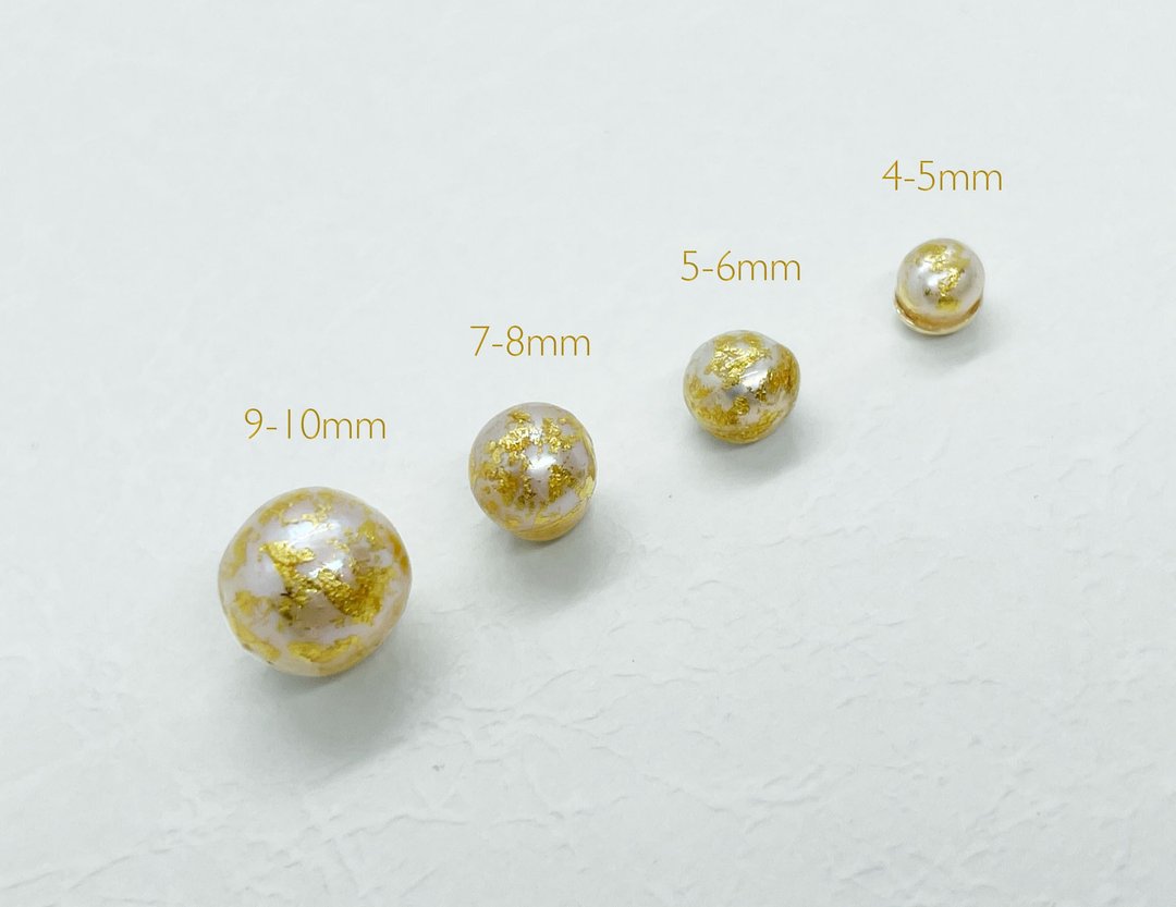 单只金箔淡水珍珠耳环 - 耳环/耳夹 - 珍珠 金色