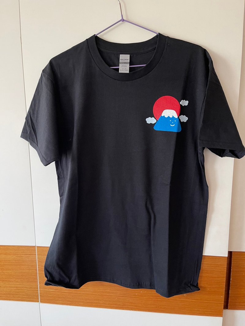 富士山 黑色 成人 T-shirt 图案左胸上方 - 其他 - 棉 白色