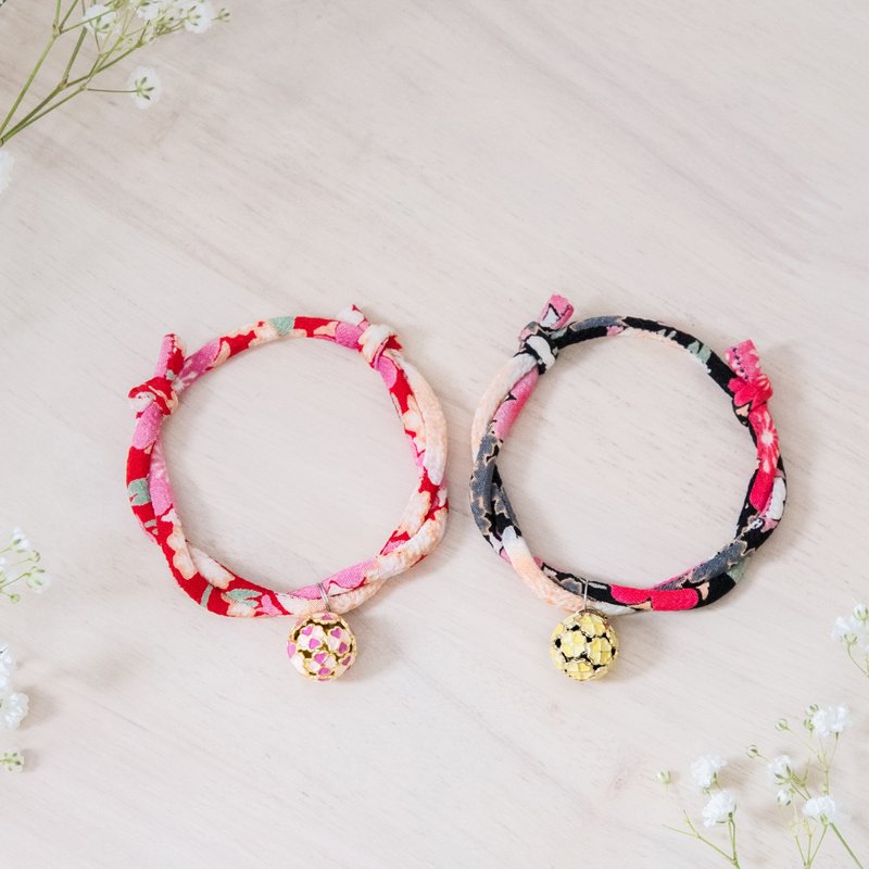 日本和布猫狗项圈(可调式)--樱花落系列 (猫用安全扣项圈) - 项圈/牵绳 - 丝．绢 多色