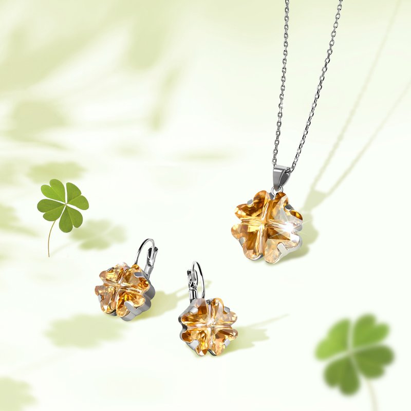 奥地利水晶幸运草 - 金色魅影 - 项链 - 水晶 金色