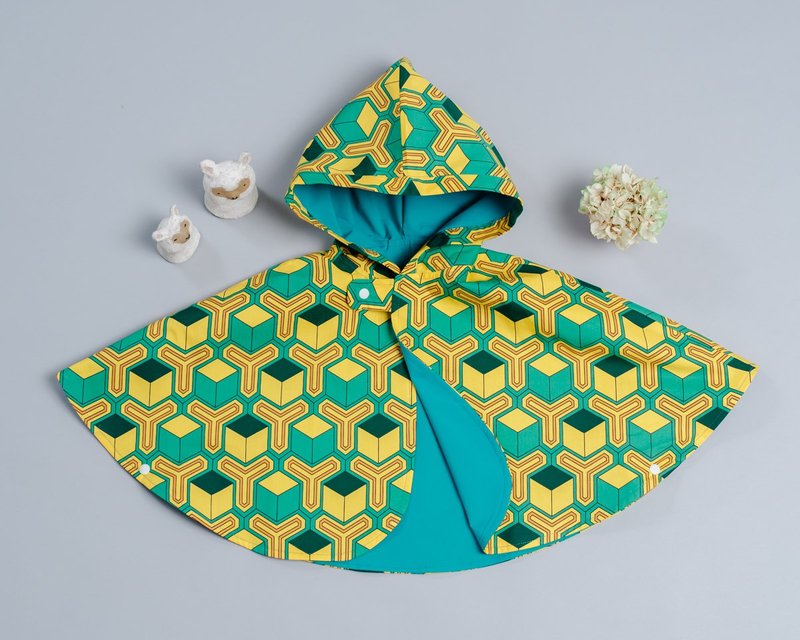 抗风防雨双面斗篷-订制 和风14vs防泼水42披风 婴儿 礼盒 外套 风 - 童装外套 - 棉．麻 绿色