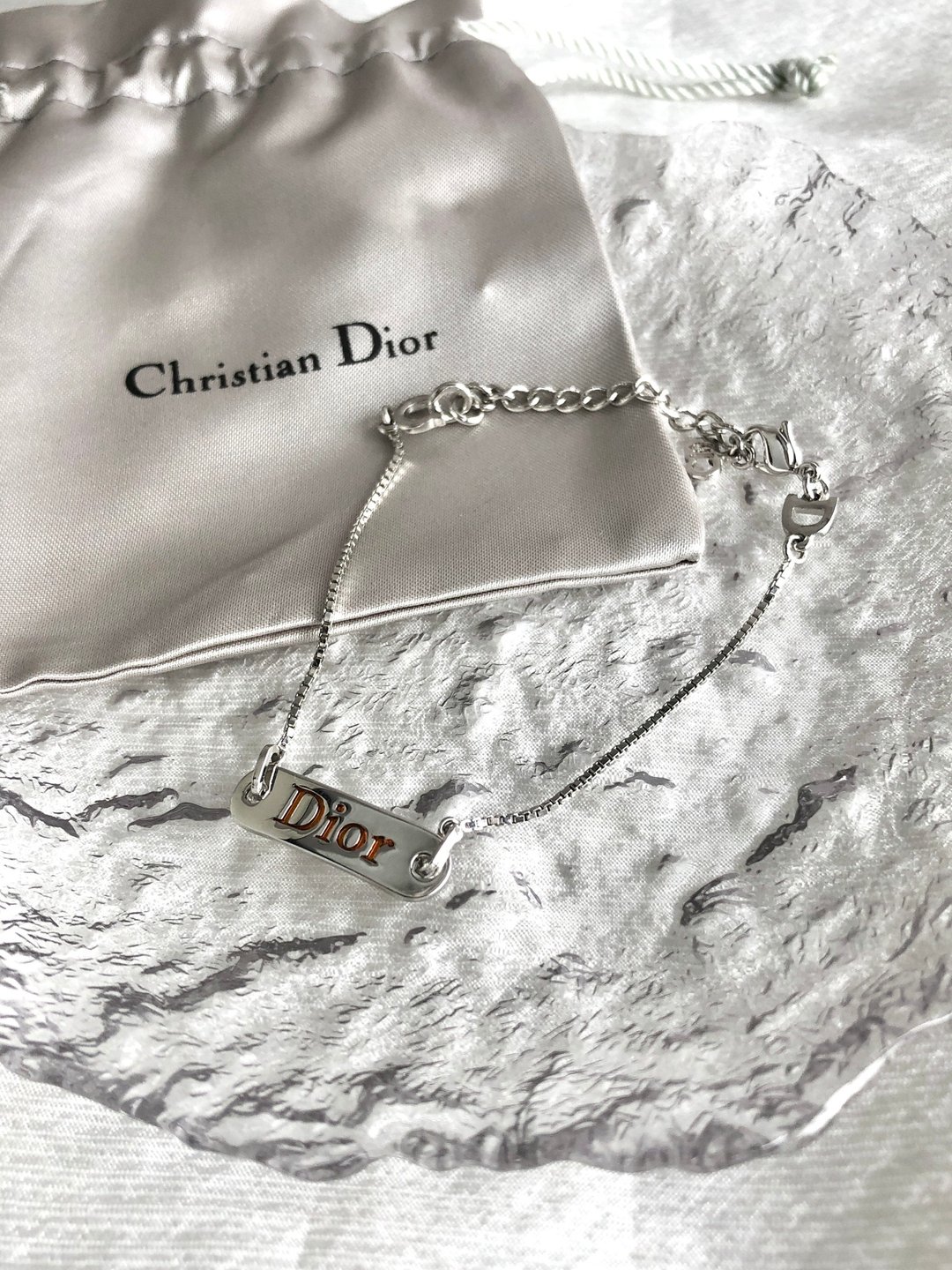 【日本直送 名牌中古包】Christian Dior 克里斯汀·迪奥 手链 橘色×银色 标志饰牌 vintage 6dgdge - 手链/手环 - 其他材质 银色