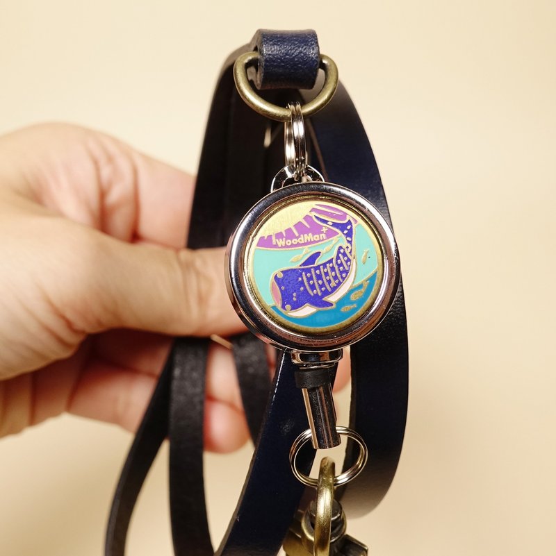 伸缩识别证六款新品上架 珐琅拉环-鲸鲨 魟鱼 露营 龟背芋 多加薪 - 证件套/卡套 - 真皮 蓝色