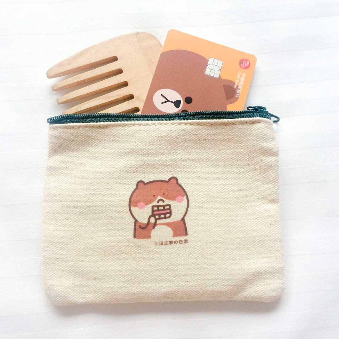 台中人の日常 帆布零钱包 (票夹)  手工印制 Coin bag - 零钱包 - 棉 黄色