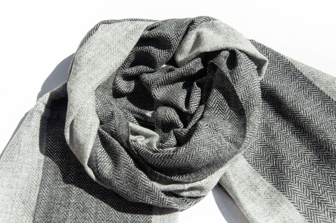 喀什米尔Cashmere 针织围巾 纯羊毛围巾 手织围巾 编织围巾-石头 - 围巾/披肩 - 羊毛 灰色
