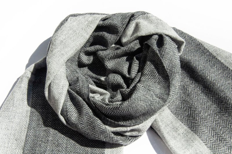 喀什米尔Cashmere 针织围巾 纯羊毛围巾 手织围巾 编织围巾-石头 - 围巾/披肩 - 羊毛 灰色