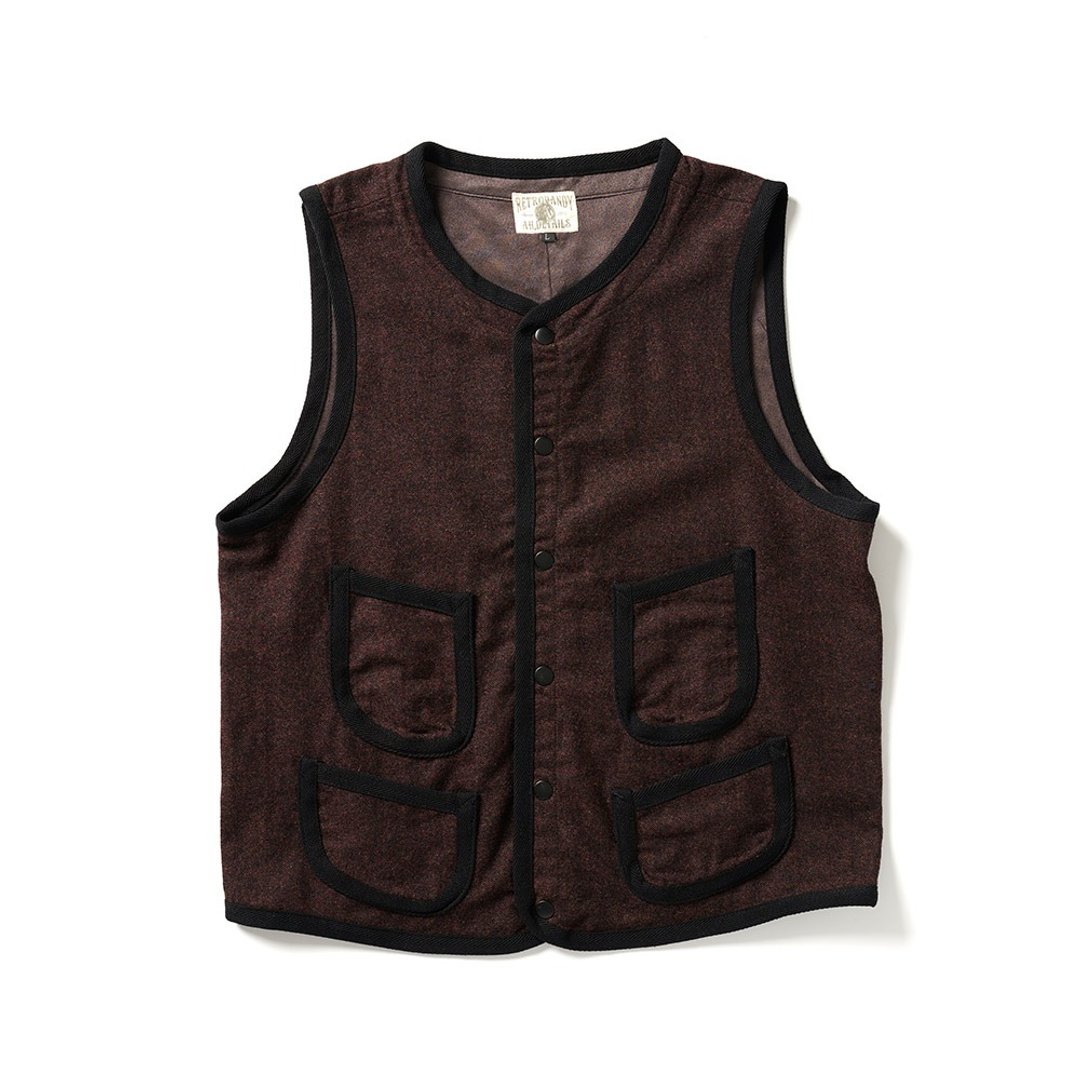 W.Gents Vest - 咖啡色 Brown - 男装背心 - 羊毛 