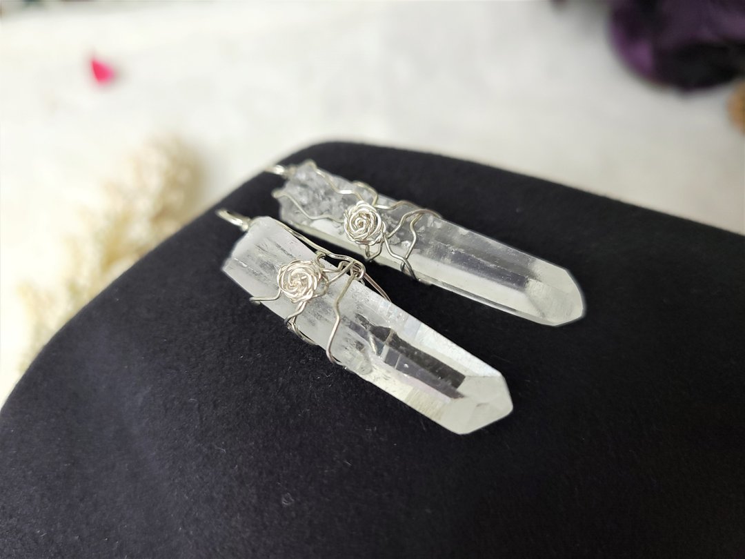 天然宝石款||原矿水晶玫瑰坠子||  白水晶 骨干水晶坠 - 项链 - 宝石 白色
