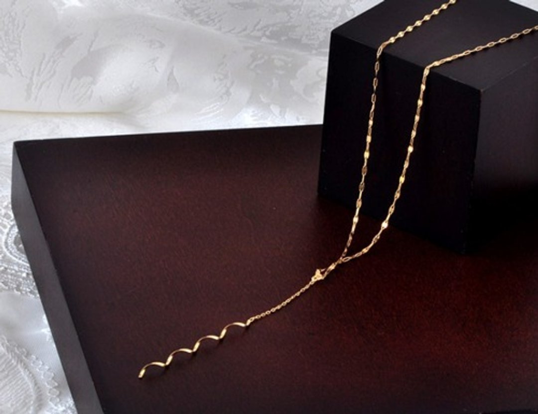 K10 spiral charm petal chain long necklace - 项链 - 其他金属 