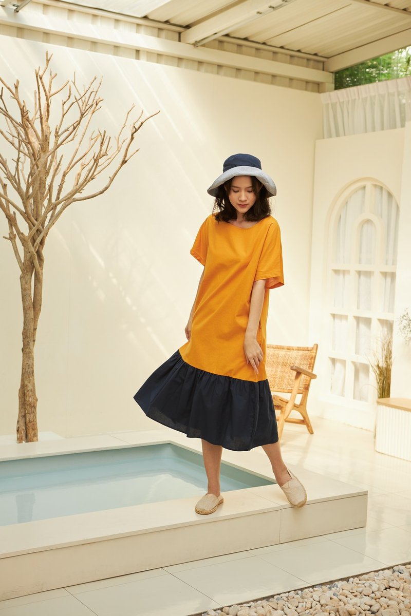 FUENGFA 洋装 - 黄色 - 洋装/连衣裙 - 棉．麻 黄色