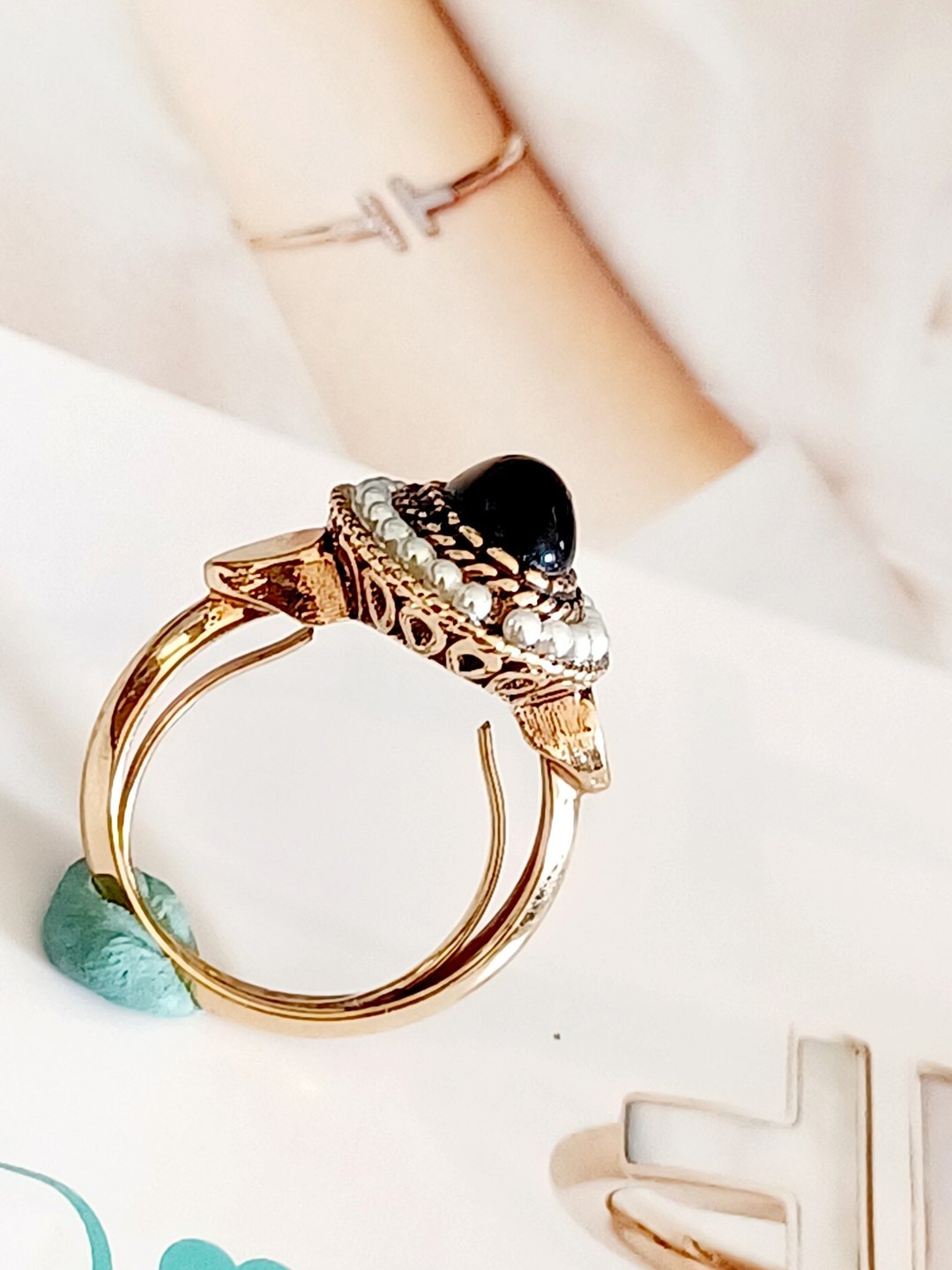 vintage jewelry  AVON 1973's Black Cabochon 戒指 - 戒指 - 其他金属 