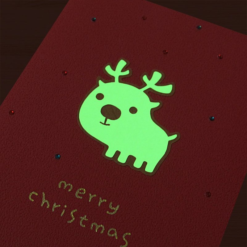 【麋鹿】夜光圣诞卡片 \ 麋鹿吸光后会发光 - 卡片/明信片 - 纸 红色