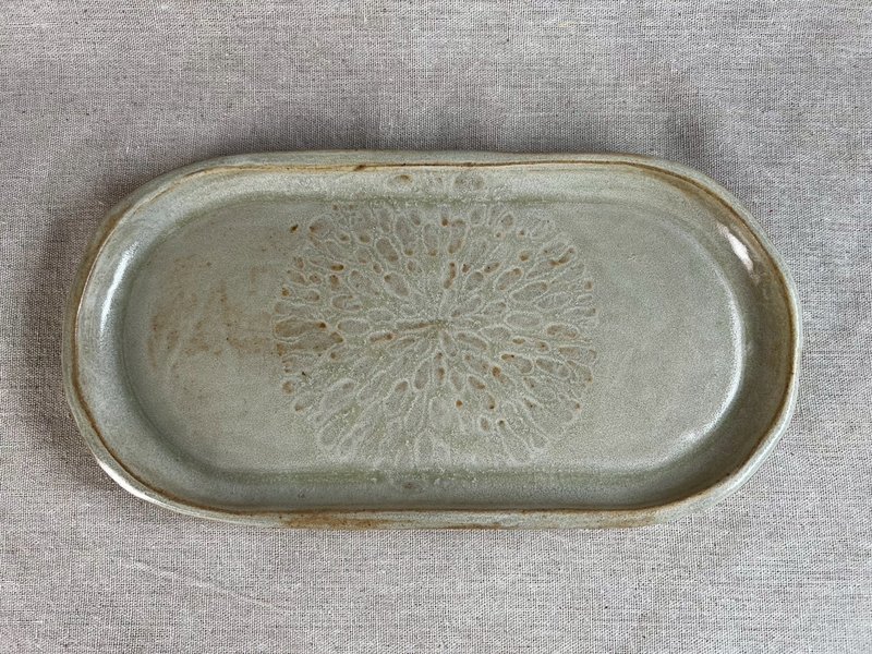 椭圆米白盘 - 盘子/餐盘/盘架 - 陶 白色