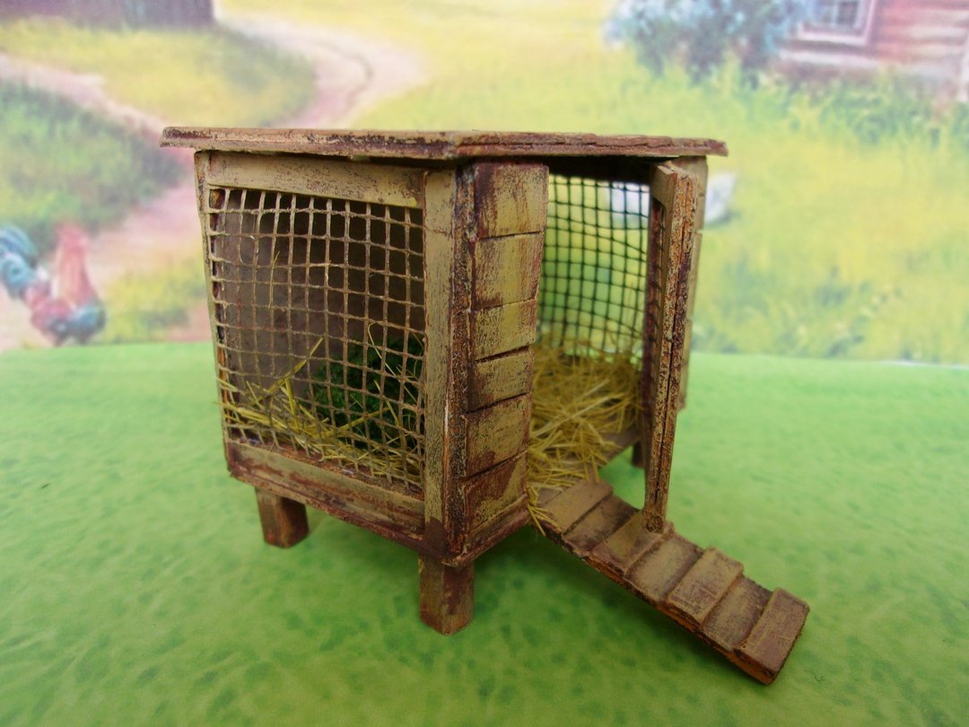 1:12 scale.Coop for hens. Dollhouse. Puppet garden. Poultry farm. - 玩偶/公仔 - 其他材质 