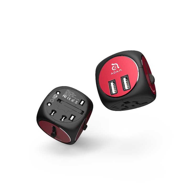 OMNIA TA502 5合一多功能双孔 USB多国万用转接充电插座 黑红 - 充电宝/传输线 - 其他金属 黑色