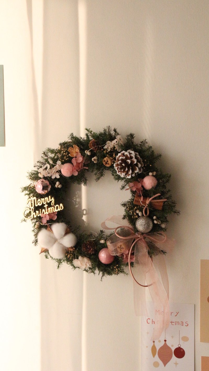 【圣诞花礼】圣诞花园 永生花圈 圣诞礼物 交换礼物 永生盆花 - 干燥花/捧花 - 植物．花 粉红色
