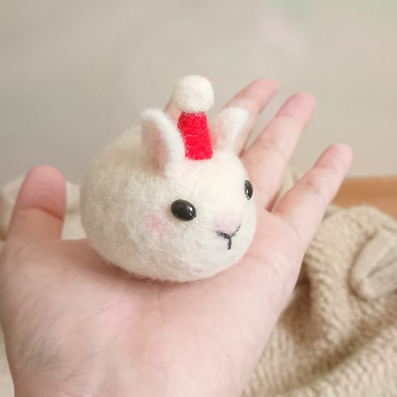 圣诞限定 胖兔团子 2色 可定制 羊毛毡娃娃  疗愈 送礼 - 玩偶/公仔 - 羊毛 白色