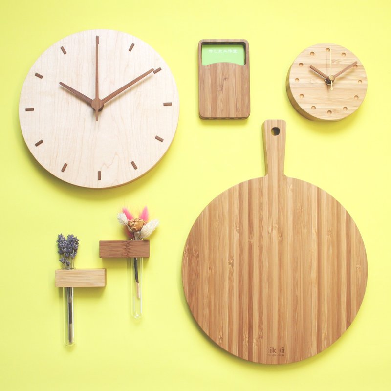 Goody Bag - E - Pinkoi周年庆台港澳包邮 CLOCK_20 Maple+名刺_盒+CLOCK_10+迷你花园2入+大肚餐板 - 其他 - 竹 咖啡色