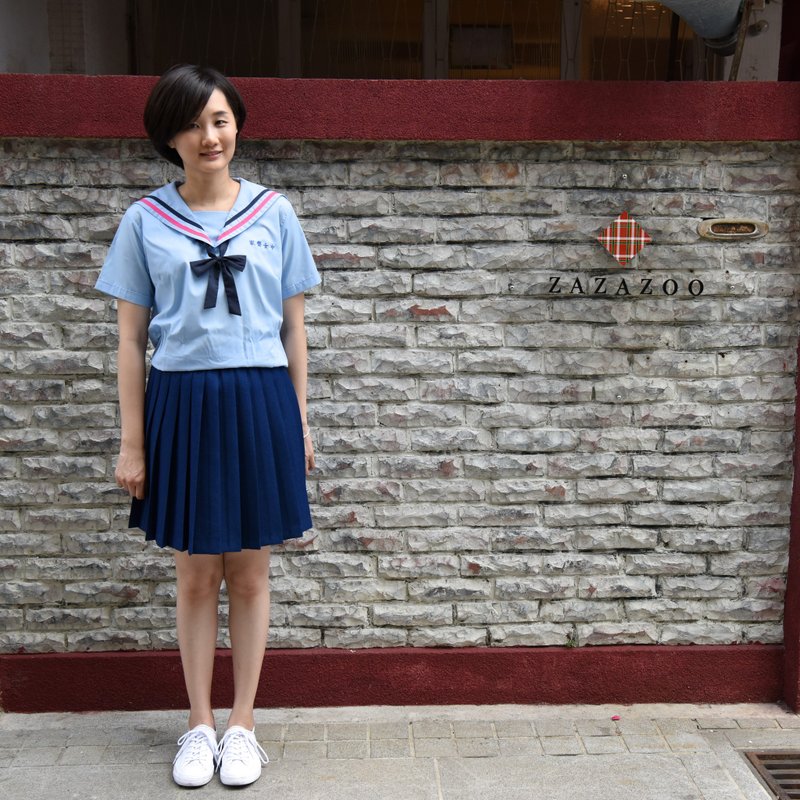 【中美牌制服】- 家齐高中*台湾最美高校制服 (上衣和裙子分售) - 洋装/连衣裙 - 棉．麻 蓝色