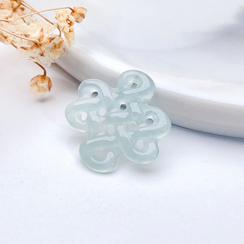 【结·缘】冰绿翡翠吉祥结吊饰 | 天然缅甸玉翡翠A货 | 送礼 - 吊饰 - 玉石 绿色