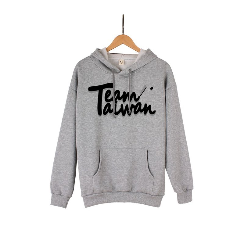 Team Taiwan D 款  帽 T/女上衣/男上衣/情侣 T/中性 T/刷毛上衣 - 中性连帽卫衣/T 恤 - 棉．麻 灰色