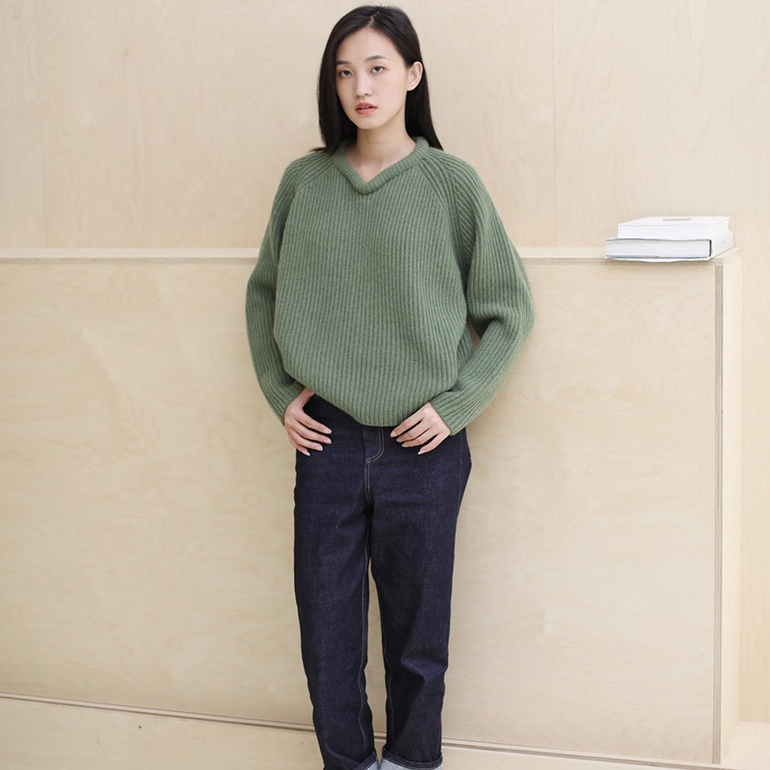 KOOW   掌心 鸡心领高保暖羊毛羊绒坑条毛衣 - 女装针织衫/毛衣 - 羊毛 