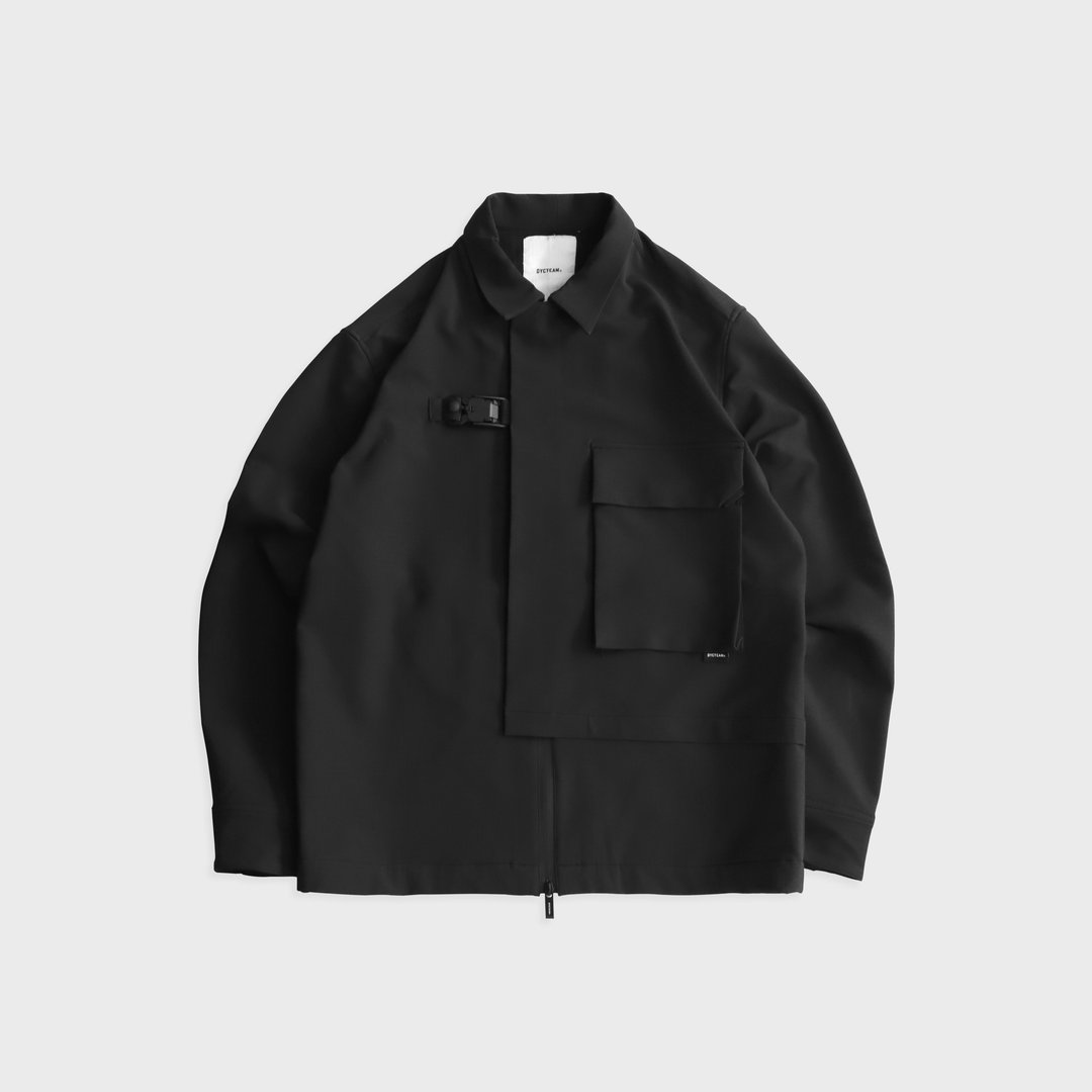 DYCTEAM - RePET Buckle asymmetry jacket (black) - 男装外套 - 其他材质 黑色