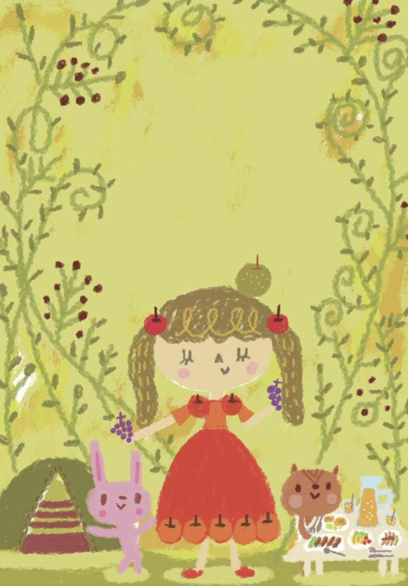apple princess 明信片 - 秋日露营 - 卡片/明信片 - 纸 卡其色