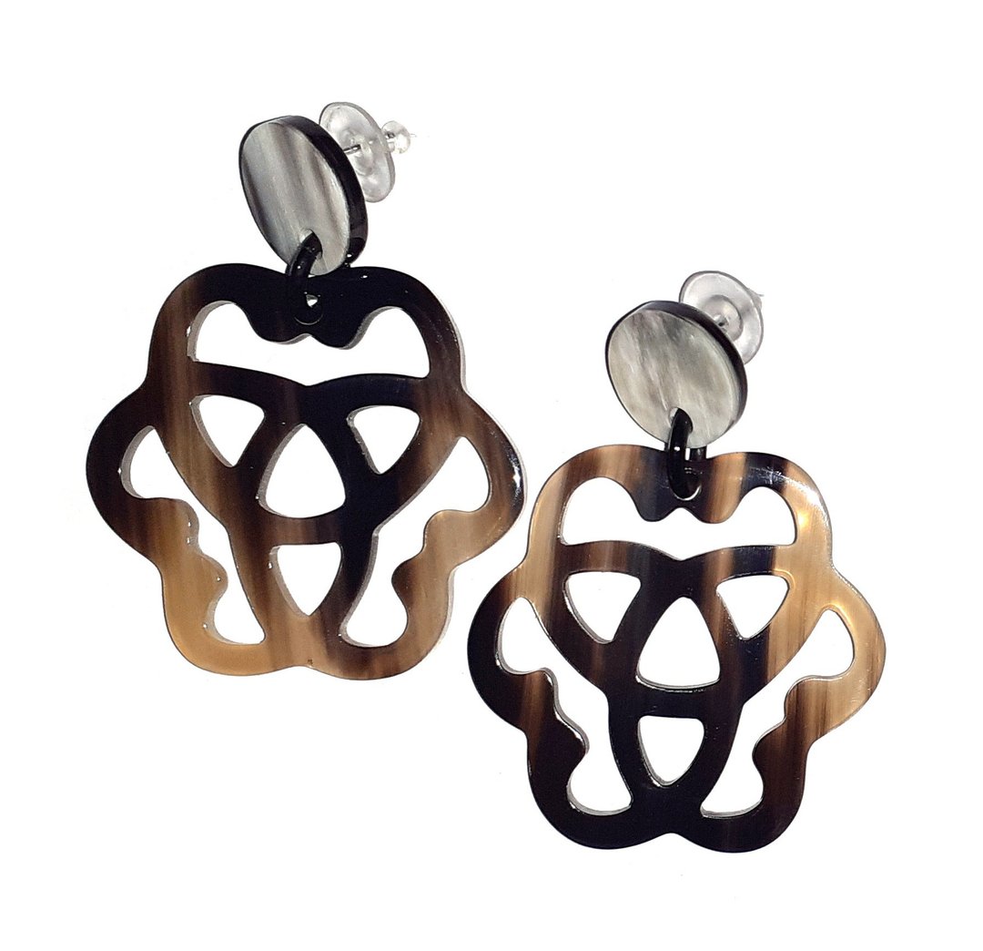 Stud Earrings for Women Jewelry Gifts for Her Handmade from Buffalo Horn - 耳环/耳夹 - 环保材料 咖啡色