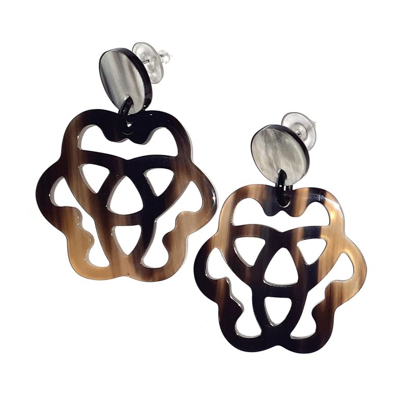 Stud Earrings for Women Jewelry Gifts for Her Handmade from Buffalo Horn - 耳环/耳夹 - 环保材料 咖啡色