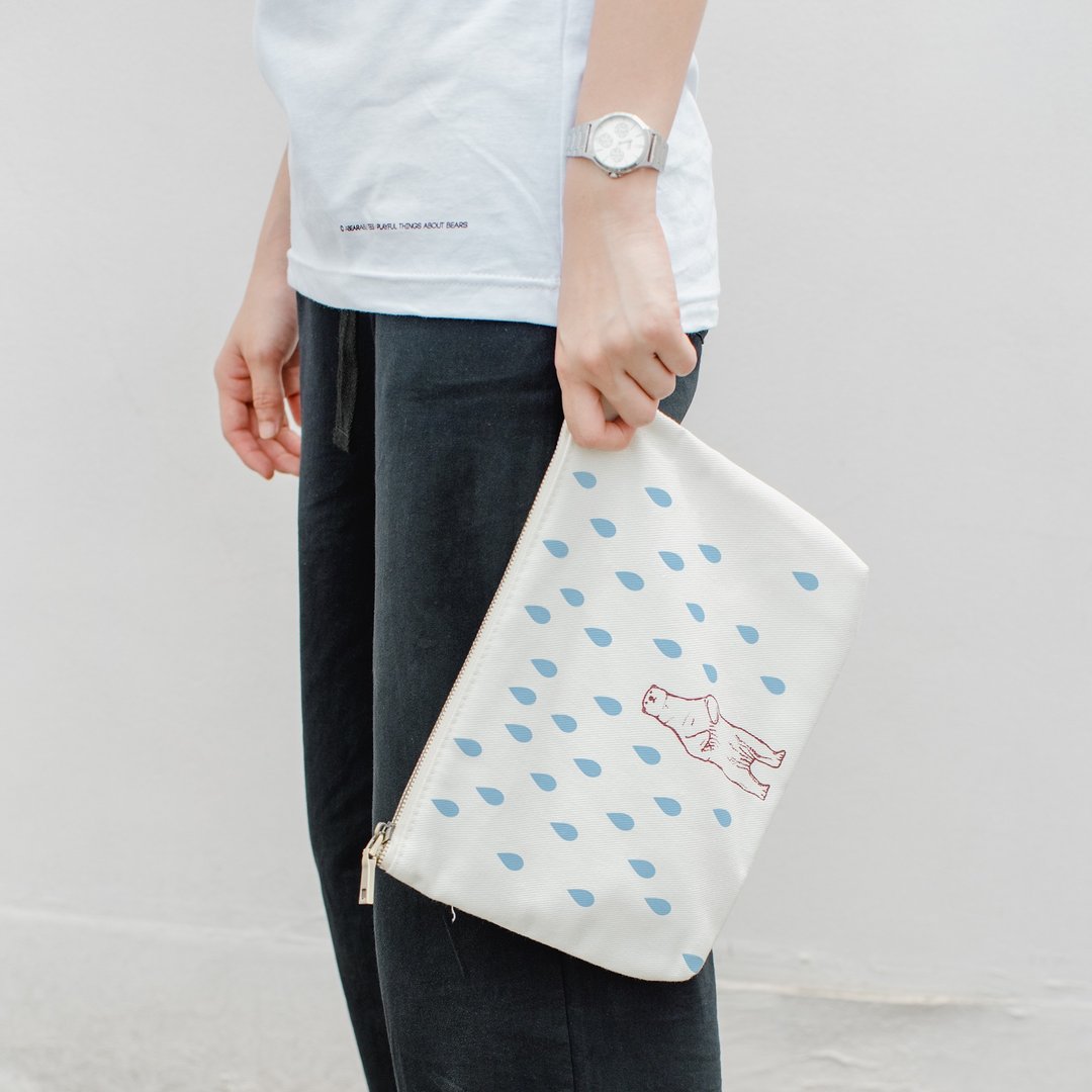 COME RAIN COME SHINE, Changeable color mini-bag - 化妆包/杂物包 - 棉 白色