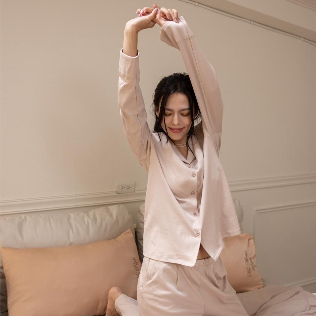 低饱和色调柔嫩全棉家居服套装-卡肤粉色 - 居家服/睡衣 - 其他材质 粉红色