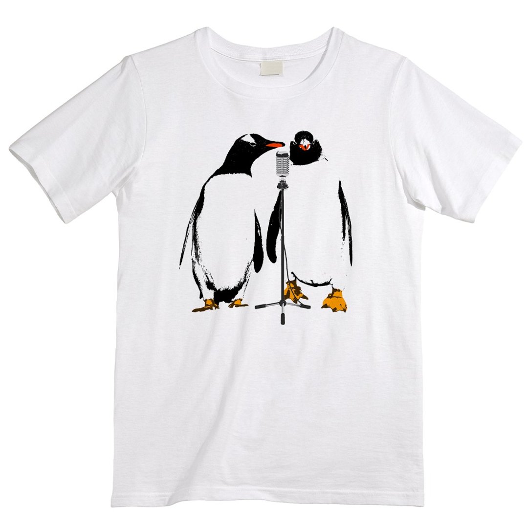 T-shirt / comedian penguin - 男装上衣/T 恤 - 棉 白色
