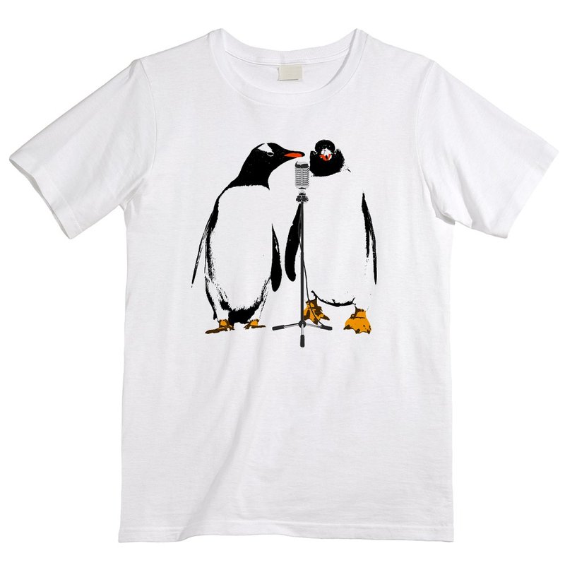 T-shirt / comedian penguin - 男装上衣/T 恤 - 棉．麻 白色