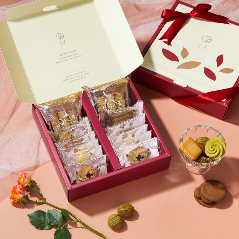 【心茶X七见樱堂】喜饼礼盒 浓茶系甜点 12入 | 定制化礼盒 - 手工饼干 - 新鲜食材 多色