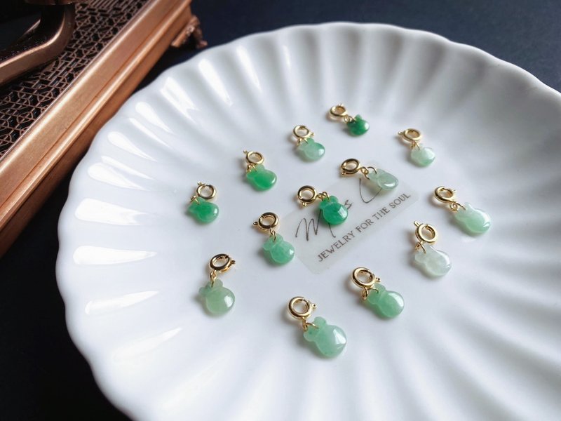 冰种阳绿翡翠小钱袋 盛装财富与祝福 随意扣 滴溜 可搭手链 项链 - 吊饰 - 玉石 绿色