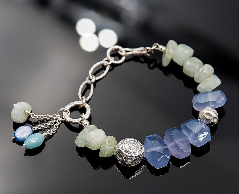 链。恋 -蓝玉髓*葡萄石 - 手链/手环 - 宝石 
