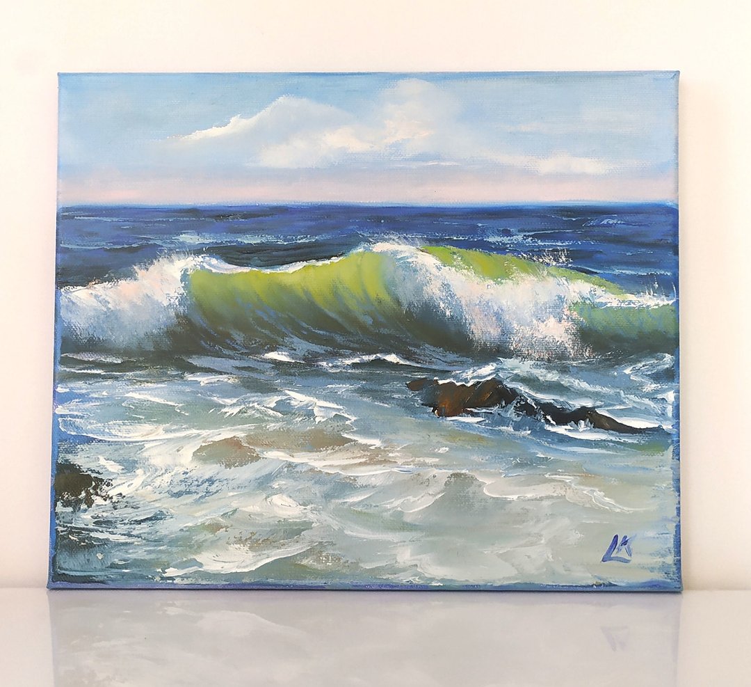 海岸油画海滩画海上风暴画夏季波浪墙艺术 - 墙贴/壁贴 - 棉 