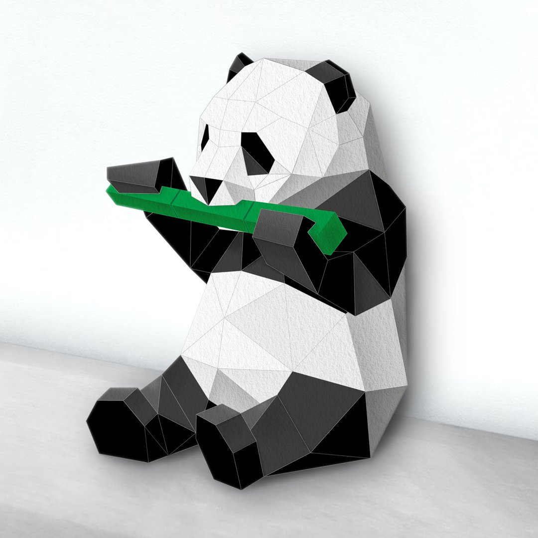 CHI CHINIMAL DIY 3D手作纸雕纸模型摆饰 熊猫与竹 - 其他 - 纸 多色