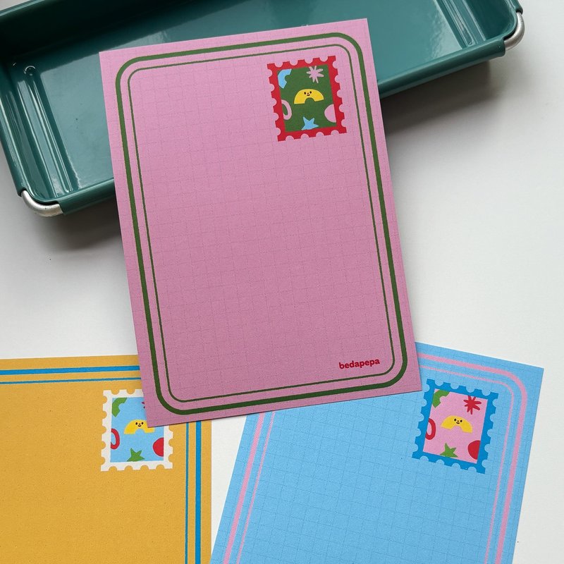 明信片系列 便籤紙/便條紙  可愛撞色備忘貼可撕手帳便箋備忘速記 - 便条纸/标签贴 - 纸 