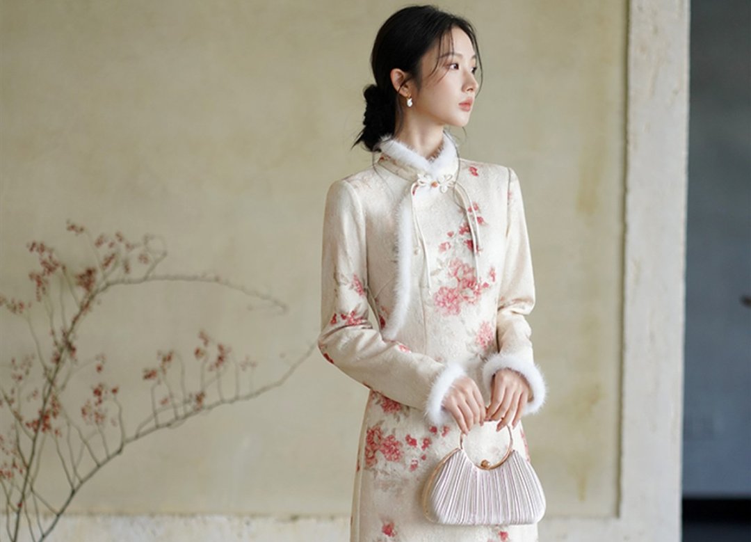 新中式中国风 蕾丝提花印花纹理 订婚敬酒服洋装 - 洋装/连衣裙 - 其他材质 白色