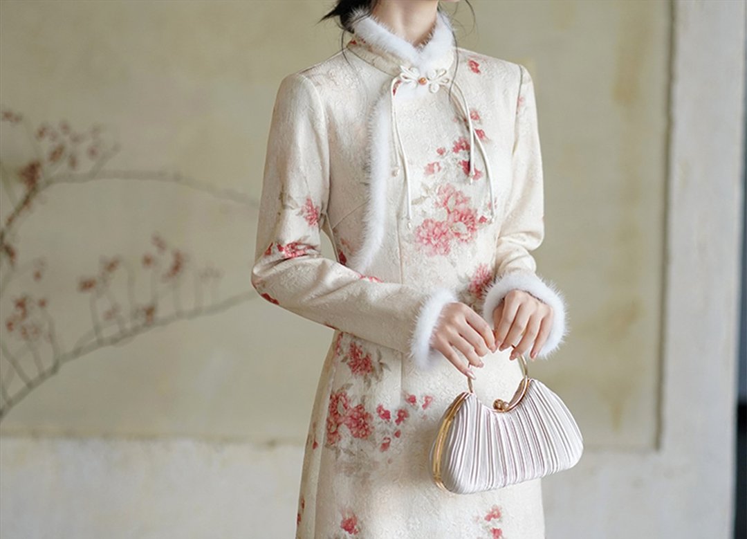 新中式中国风 蕾丝提花印花纹理 订婚敬酒服洋装 - 洋装/连衣裙 - 其他材质 白色