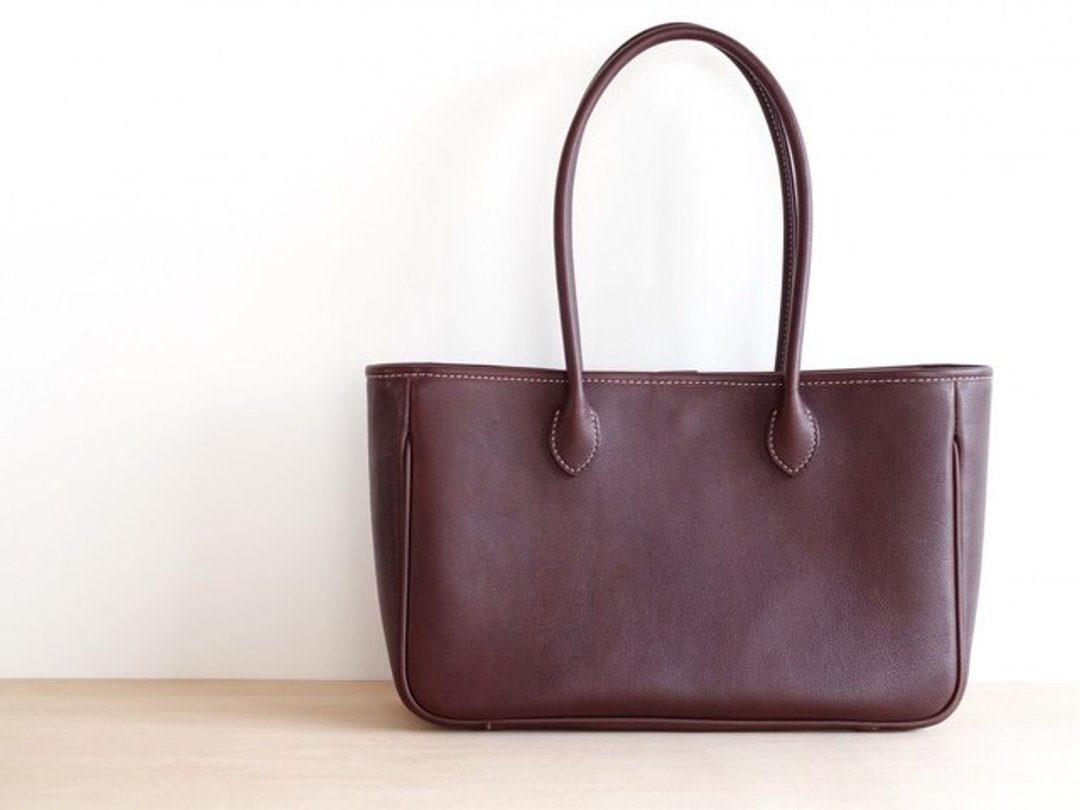 Leather Tote - 手提包/手提袋 - 真皮 咖啡色
