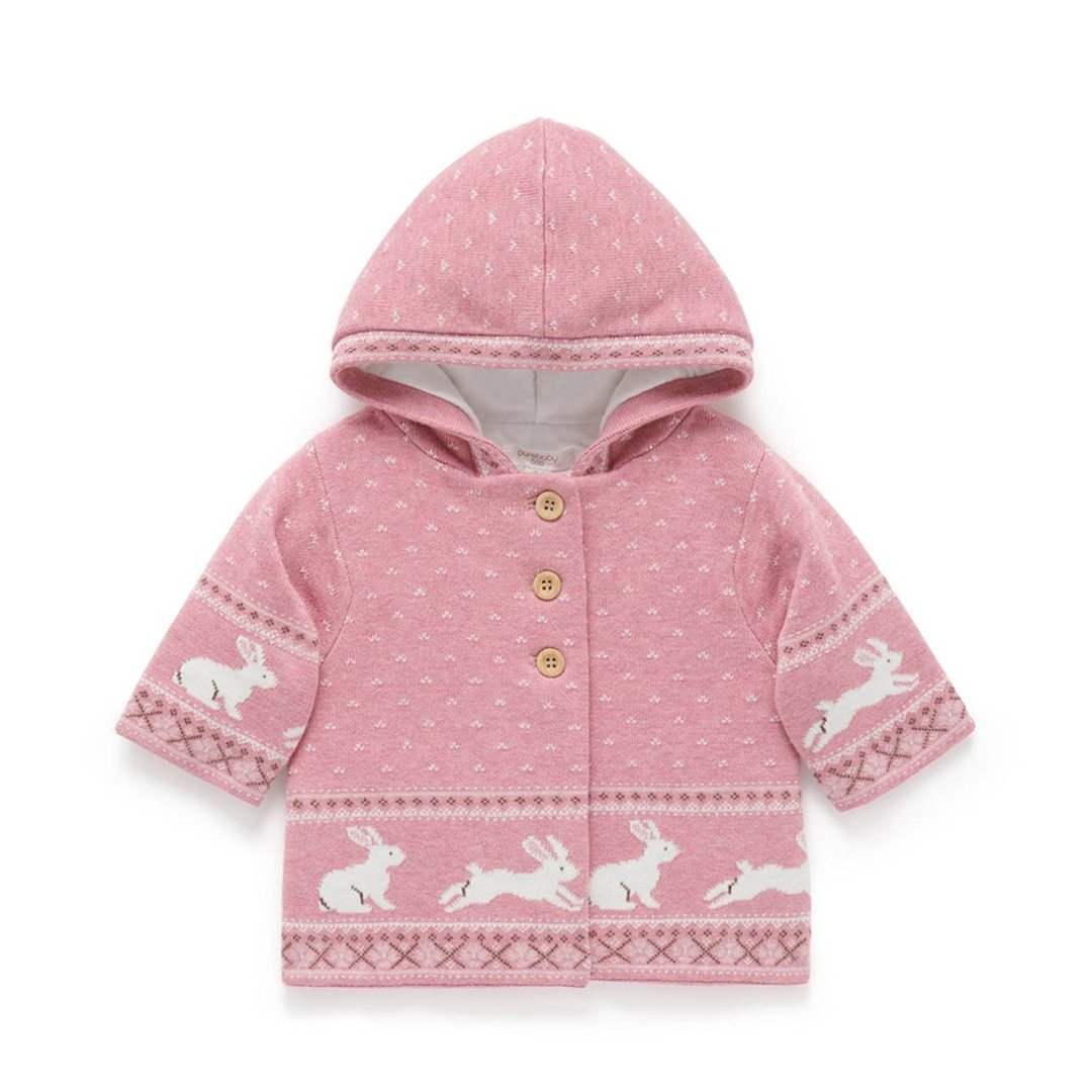 澳洲Purebaby有机棉婴童铺棉针织外套6M~2T 粉红兔 - 童装外套 - 棉 