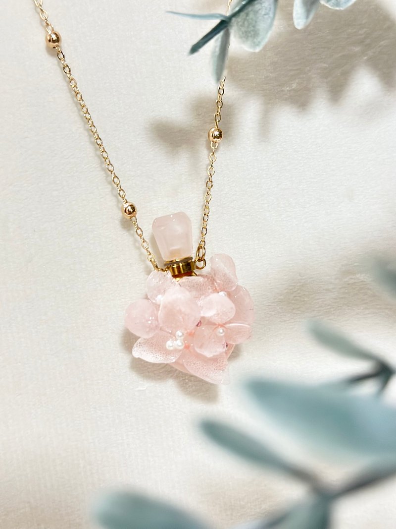 樱花 立体真花 18KGP项链 - 项链 - 植物．花 粉红色