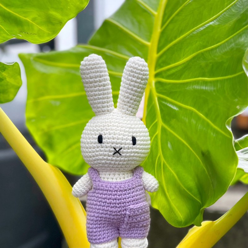 荷兰 Just Dutch | Miffy 米飞兔 编织娃娃和她的紫罗兰吊带裤 - 玩偶/公仔 - 棉．麻 紫色