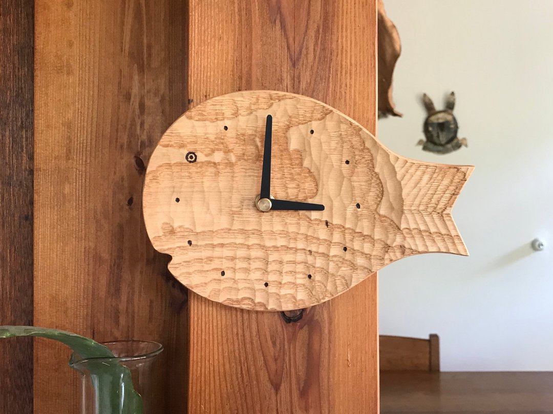 Fish wall clock S chestnut chestnut light version - 时钟/闹钟 - 木头 咖啡色