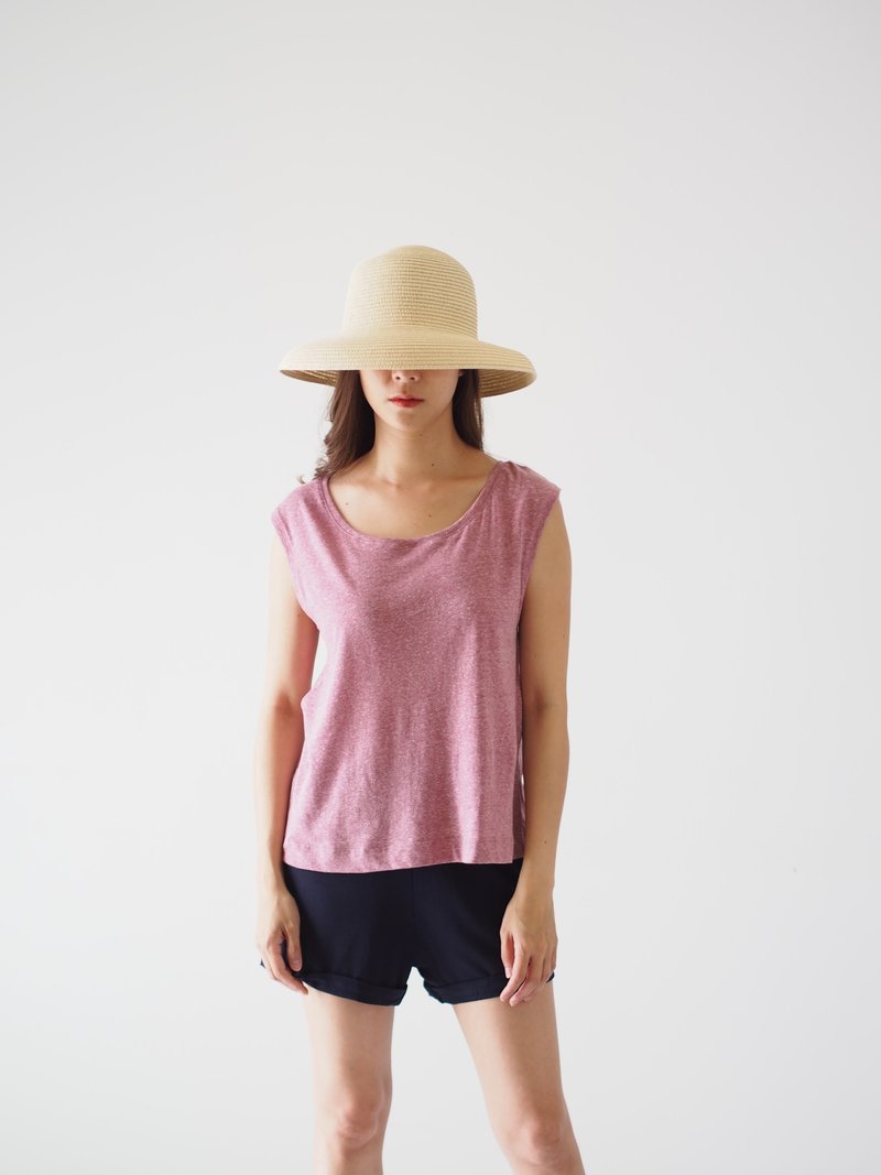 ByTheSea Scoop Neck Tee - Pink - 女装上衣 - 棉 粉红色
